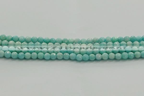 CAM1521 15.5 inches 6mm faceted round natural peru amazonite beads