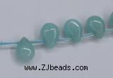 CAM154 8*12mm top-drilled flat teardrop amazonite gemstone beads