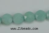 CAM155 15.5 inches 12mm faceted coin amazonite gemstone beads