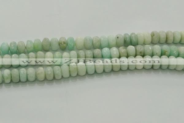 CAM1613 15.5 inches 6*10mm faceted rondelle peru amazonite beads