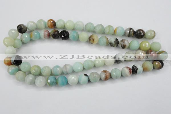 CAM164 15.5 inches 12mm faceted round amazonite gemstone beads