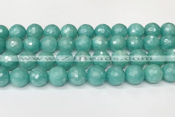 CAM1758 15 inches 12mm faceted round AB-color imitation amazonite beads