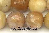 CAM1777 15 inches 10mm faceted round yellow amazonite beads