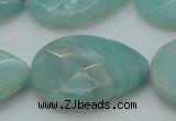 CAM365 15.5 inches 22*30mm faceted flat teardrop amazonite beads