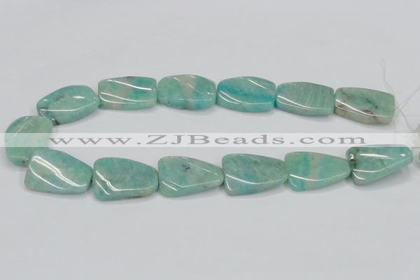 CAM415 22*30mm twisted rectangle natural russian amazonite beads