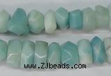 CAM611 15.5 inches 6*14mm faceted nugget Chinese amazonite beads