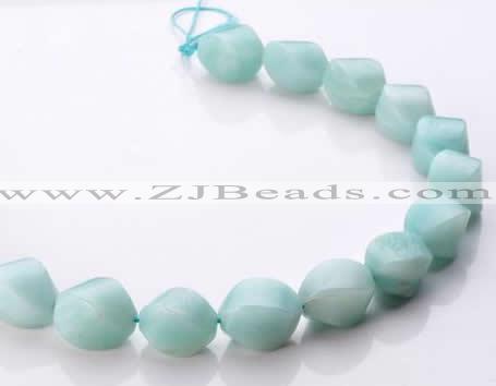 CAM87 17*21mm twisted pebble natural amazonite beads Wholesale