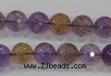 CAN11 15.5 inches 12mm faceted round natural ametrine gemstone beads