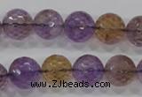 CAN12 15.5 inches 14mm faceted round natural ametrine gemstone beads