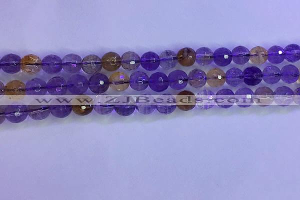 CAN225 15.5 inches 7mm faceted round ametrine beads wholesale