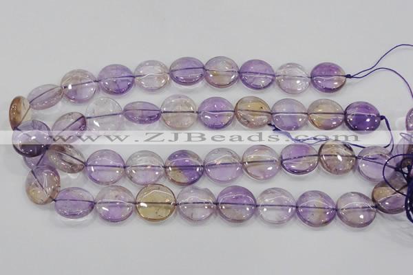 CAN43 15.5 inches 16mm flat round natural ametrine gemstone beads