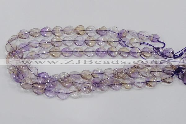 CAN52 15.5 inches 14mm twisted coin natural ametrine gemstone beads