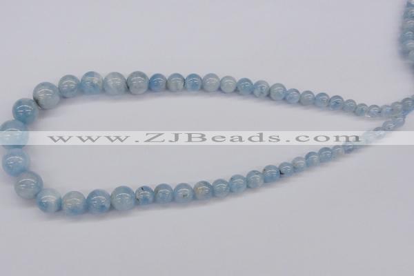 CAQ130 15.5 inches multi-size round natural aquamarine beads