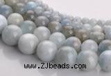 CAQ14 Multi sizes round natural aquamarine gemstone beads wholesale