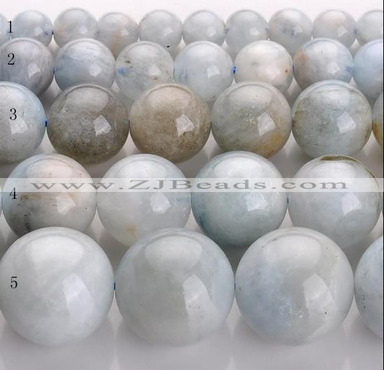 CAQ14 Multi sizes round natural aquamarine gemstone beads wholesale
