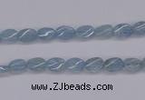 CAQ147 15.5 inches 5*7mm twisted oval natural aquamarine beads