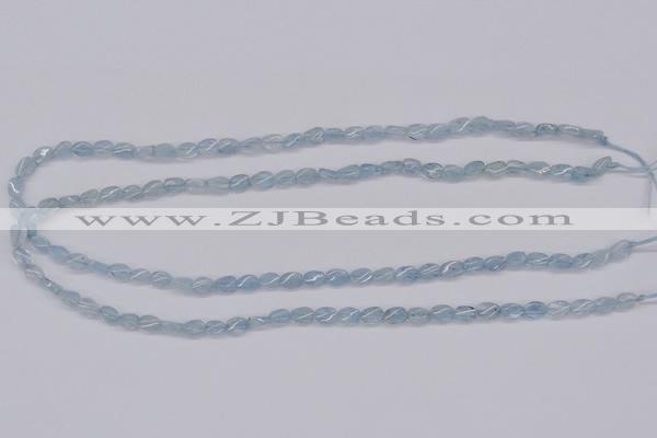 CAQ147 15.5 inches 5*7mm twisted oval natural aquamarine beads