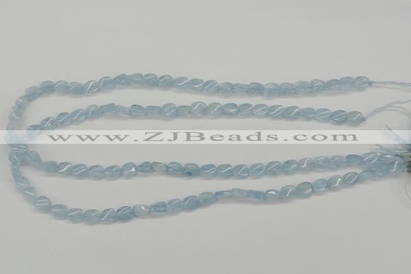 CAQ148 15.5 inches 6*8mm twisted oval natural aquamarine beads