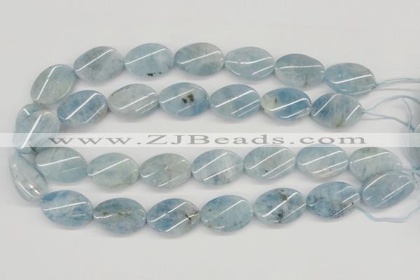 CAQ151 15.5 inches 18*25mm twisted oval natural aquamarine beads