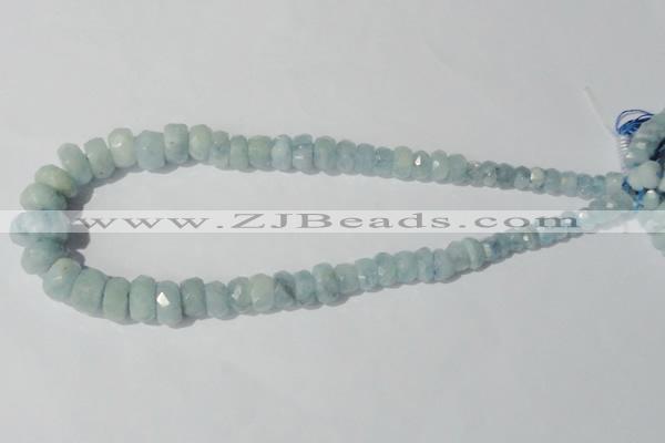 CAQ208 15.5 inches multi-size faceted rondelle natural aquamarine beads