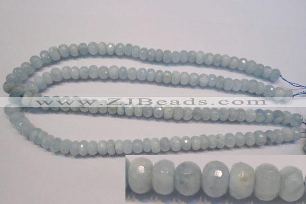 CAQ307 15.5 inches 6*10mm faceted rondelle natural aquamarine beads