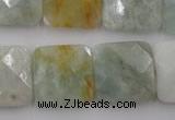 CAQ398 15.5 inches 20*20mm faceted square natural aquamarine beads