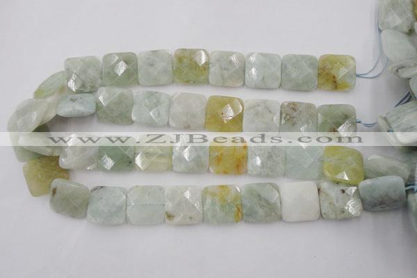 CAQ398 15.5 inches 20*20mm faceted square natural aquamarine beads