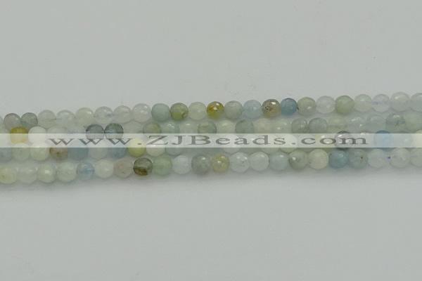 CAQ436 15.5 inches 6mm faceted round natural aquamarine beads