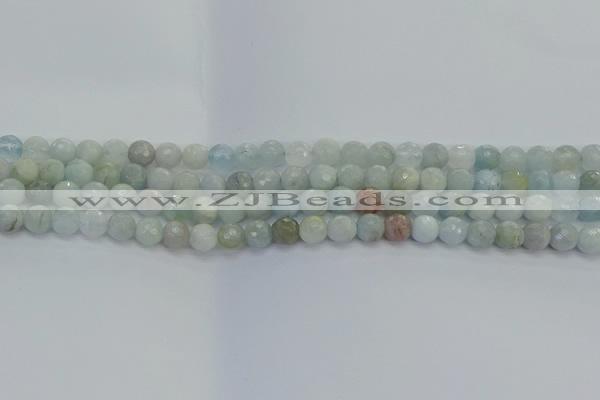 CAQ552 15.5 inches 6mm faceted round natural aquamarine beads