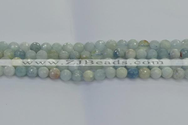 CAQ553 15.5 inches 8mm faceted round natural aquamarine beads