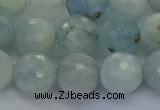 CAQ554 15.5 inches 10mm faceted round natural aquamarine beads