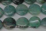 CAQ619 15.5 inches 12mm flat round aquamarine gemstone beads