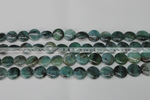 CAQ621 15.5 inches 16mm flat round aquamarine gemstone beads