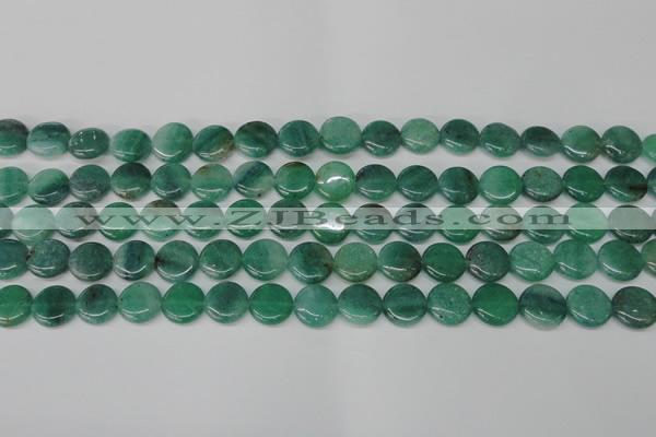 CAQ625 15.5 inches 12mm flat round aquamarine gemstone beads