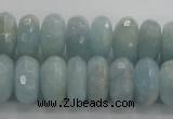 CAQ72 15.5 inches 6*11mm faceted rondelle AB grade aquamarine beads