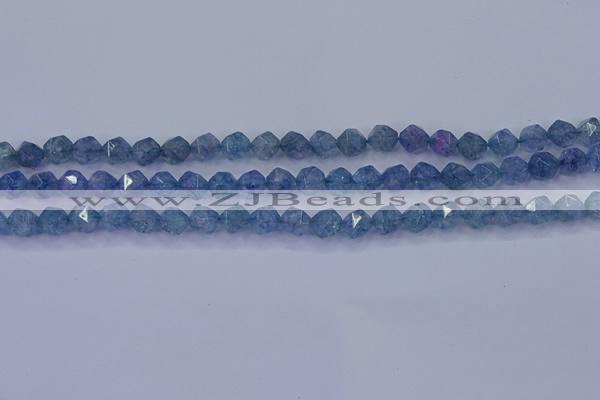 CAQ771 15.5 inches 6mm faceted nuggets imitation aquamarine beads