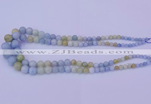 CAQ789 15.5 inches 5mm - 15mm round natural aquamarine beads