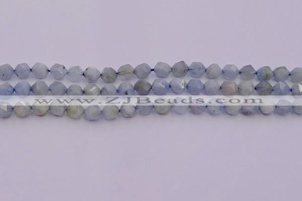 CAQ791 15.5 inches 8mm faceted nuggets aquamarine gemstone beads