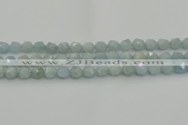 CAQ798 15.5 inches 10mm faceted nuggets aquamarine gemstone beads