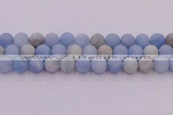 CAQ814 15.5 inches 12mm round matte aquamarine beads wholesale