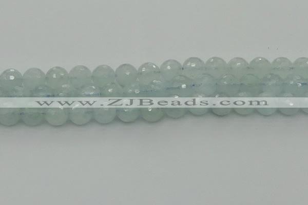 CAQ822 15.5 inches 10mm faceted round aquamarine beads wholesale