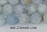 CAQ833 15.5 inches 10mm faceted nuggets aquamarine beads