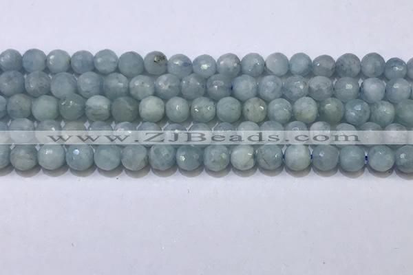 CAQ870 15.5 inches 6mmm faceted round aquamarine beads wholesale