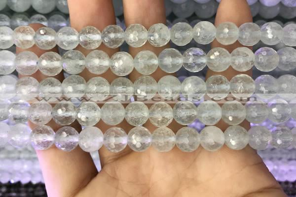 CAQ876 15.5 inches 8mm faceted round aquamarine gemstone beads