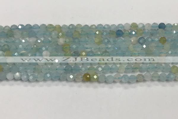 CAQ881 15.5 inches 3.5mm faceted round tiny aquamarine beads