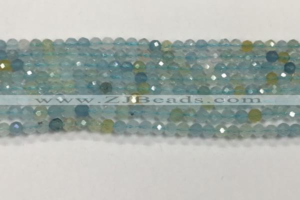 CAQ882 15.5 inches 3.5mm faceted round tiny aquamarine beads