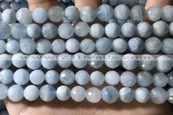 CAQ902 15.5 inches 8mm faceted round aquamarine beads