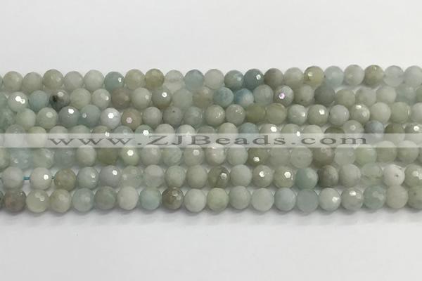 CAQ911 15.5 inches 6mm faceted round aquamarine beads wholesale