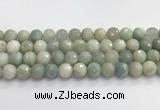 CAQ914 15.5 inches 12mm faceted round aquamarine beads wholesale