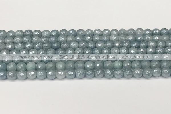 CAQ925 15 inches 6mm faceted round AB-color imitation aquamarine beads